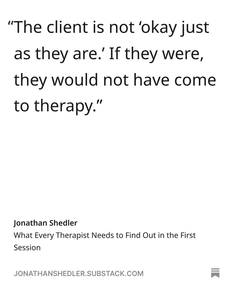 🆕 New post just dropped

▶︎ What Every Therapist Needs to Find Out in the First Session

People don’t come to therapy for sport. They come because something is wrong.  

(full text 👇)