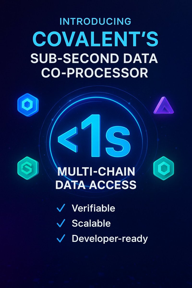 Web3Ezzy's tweet image. ⚡ Introducing Covalent’s Sub-Second Data Co-Processor — the next leap in real-time blockchain data.
Built for the AI + Web3 era, this powerhouse aggregates verifiable data from 150+ blockchains in under one second ⏱️ — no custom integration, no delays, no silos.
Problem:…