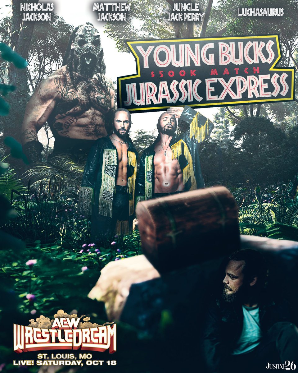 justixe26's tweet image. #WrestleDream October 18

$500k on the line
Young Bucks vs Jurassic Express

@youngbucks / @boy_myth_legend / @luchasaurus 

📸 by @ScottLesh724, @BeyondGorilla_ &amp;amp; Jack Perry