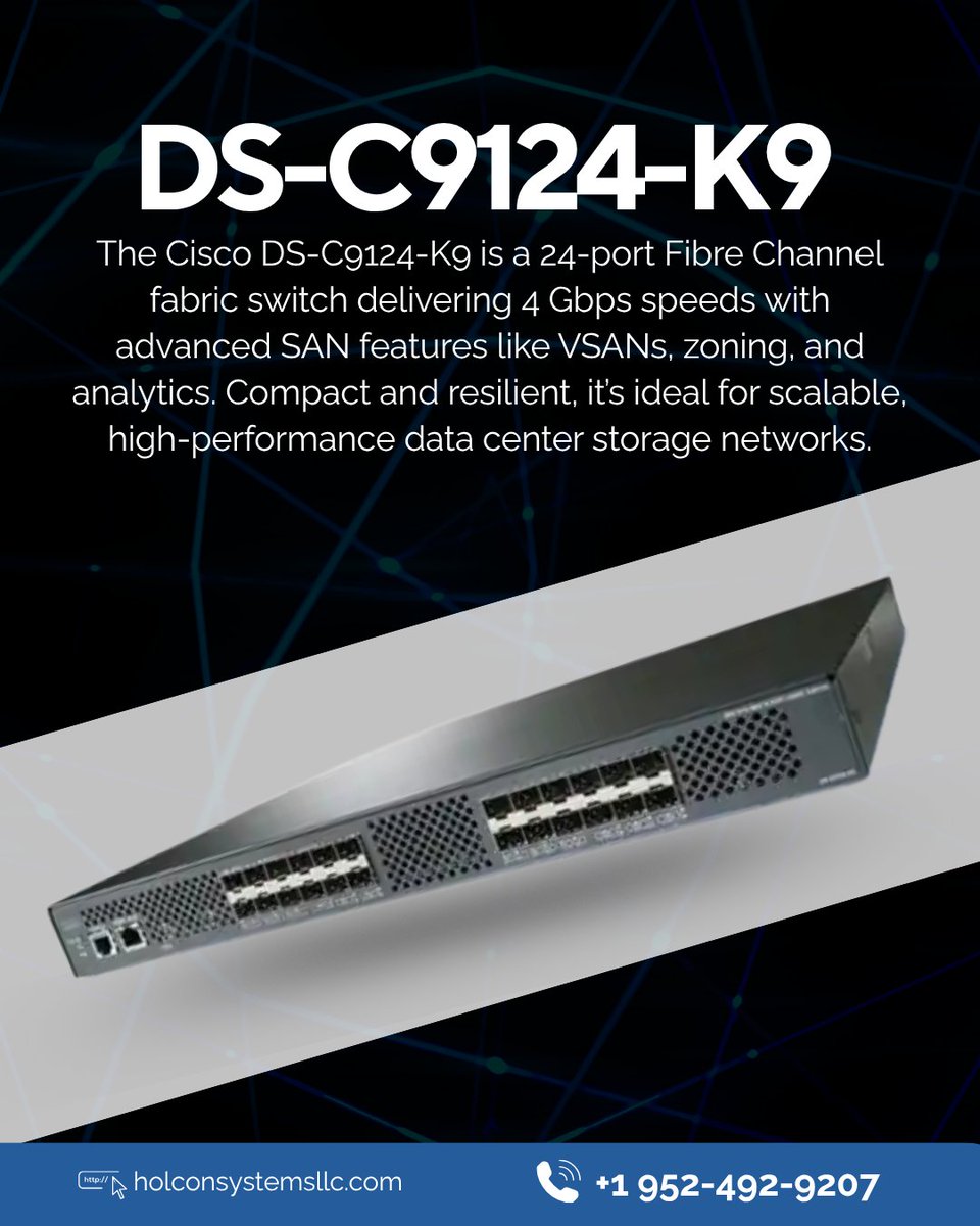exciscokit's tweet image. 🚀 Upgrade your data center performance with the Cisco DS-C9124-Kg! This 24-port Fibre Channel fabric switch delivers blazing 4 Gbps speeds and advanced SAN features including VSANs, zoning, and analytics. 

#holconsystems #networkingsolutions #ithardware #networkefficiency