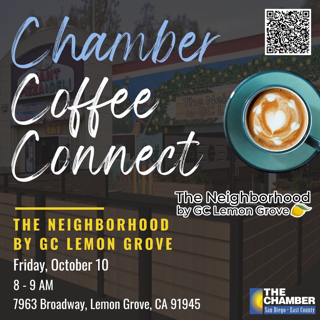 sdeccc's tweet image. Friendly reminder to join us TOMORROW at The Neighborhood by GC Lemon Grove for our monthly morning meet-up! Open to new, current, and prospective members. ☕

RSVP: ow.ly/Mauo50X137t

#SDECCC #SanDiegoNetworking #ChamberEvents