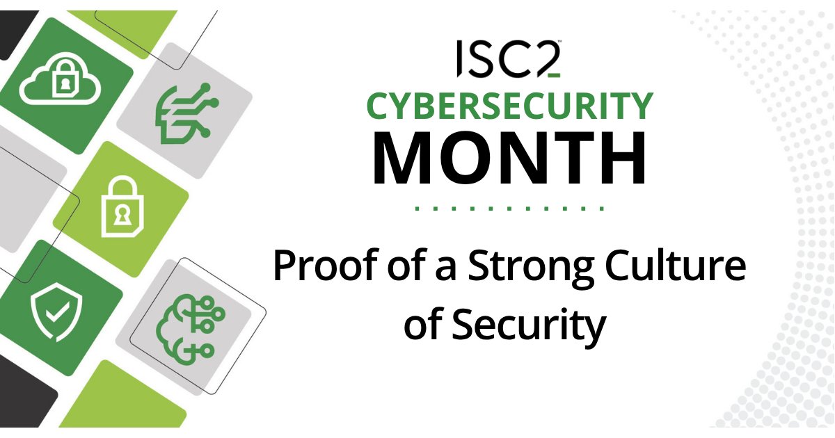 ISC2's tweet image. Today, we look at what actions are proof members of your organization support a strong culture of security. ISC2 members discuss leadership buy-in, metrics and getting everyone in the organization to play a role in cybersecurity: ow.ly/XBmr50X98xv