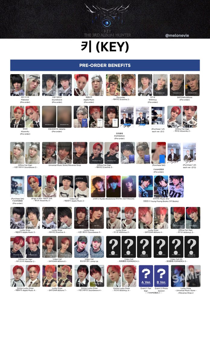 melonevie's tweet photo. KEY ‘HUNTER’ Photocard Template

+ FANME (4/6), APMU2 (VC), SMTOWN &amp;Store 7 (LD), SW4 (Online LD), Melon Special Fanmeeting Previews, Universal Music Store/Weverse 2 (LD)

*SMTOWN &amp;Store 6 (VC) Amended

KEY HUNTER 포카 리스트
키 key #키 #KEY
#HUNTER #KEY_HUNTER https://t.co/8eXEuVEcp9