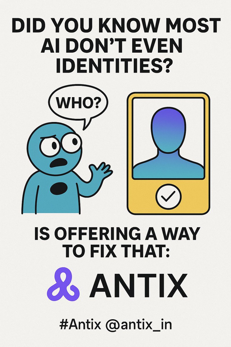 Jennymine05's tweet image. Most AIs don’t even have an identity,just a voice with no proof of origin. 🤖

That’s what @antix_in is here to change.

Verified AI identities. Authentic digital humans. A new standard for trust in the AI age. 🧬

#Antix #AIGE #AIidentity #DigitalHumans