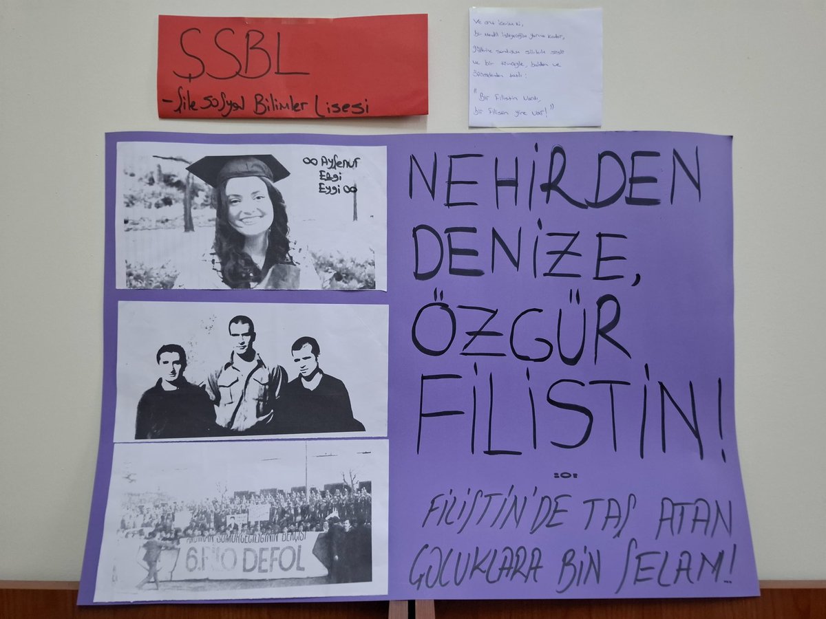 Liselerimizden sesleniyoruz! “Nehirden denize özgür filistin!”

📍Sankt Georg Avusturya Lisesi
📍Kadıköy Anadolu Lisesi 
📍Şile Sosyal Bilimler Lisesi