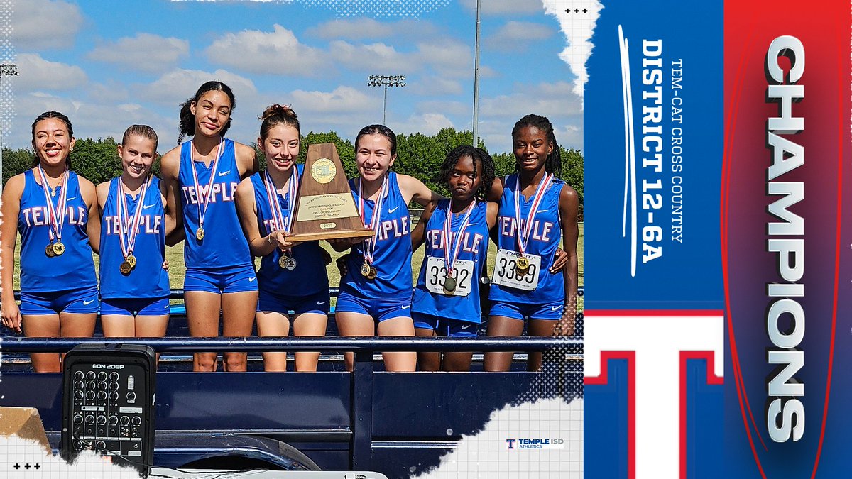 DISTRICT CHAMPIONS! Congratulations to our Tem-Cat Cross Country team on capturing the District 12-6A title! An incredible performance from our runners who showed what Temple athletics is all about.