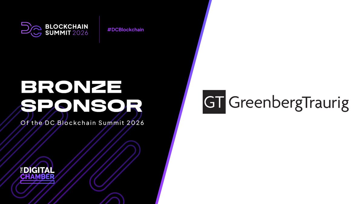 DigitalChamber's tweet image. We&apos;re excited to announce @GT_Law as a Bronze Sponsor of #DCBlockchain Summit 2026! Join us on March 17-18 as we shape blockchain for a better tomorrow: bit.ly/DCBS26