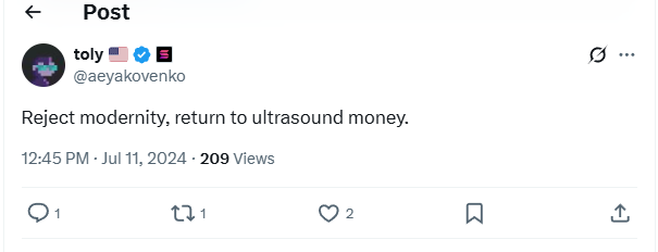 4zadm4's tweet image. Everyone knows BNB is a slow ass shitty chain.
And the Solana founder Toly understood that years ago, when people were bridging to BNB for the first time.
When people were coming back to Solana he said "return to ultrasound money".