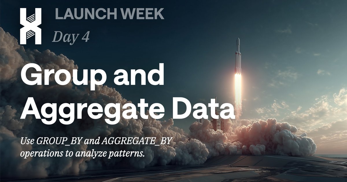 hlx_db's tweet image. DAY 4: Groupings and Aggregations 👾🚀

Use the group and aggregate operations to analyze patterns and restructure data!