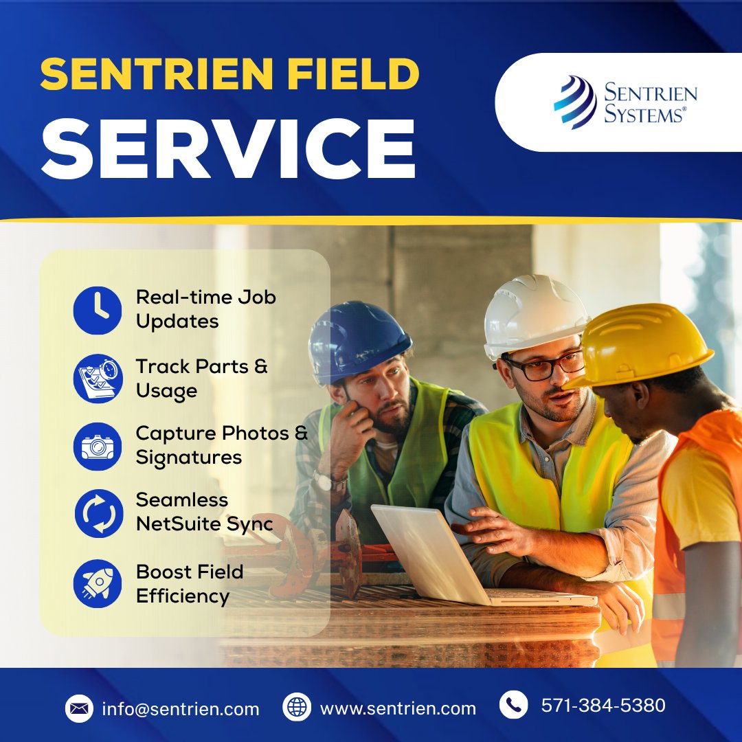 SentrienSystems's tweet image. No more paperwork, no delays — just efficient, transparent field service in action.

Request a demo today!
sentrien.com/sentrien-field…

#FieldService #MobileWorkforce #ServiceManagement #TechInField #NetSuiteIntegration #DigitalTransformation #ServiceEfficiency #FieldTech