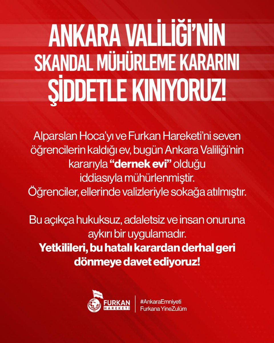 Zalimler Allah'a Hesap Verecek!

Öğrenci Evine Dernek Denildi! 

Öğrenciler valizleriyle sokağa atıldı! 

Ankara Emniyeti yine bir skandala imza attı! 

#AnkaraEmniyeti
Furkana YineZulüm