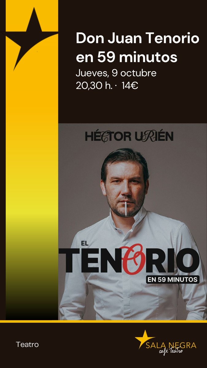 Todo listo para que veamos a <a href="/hectorurien/">Héctor Urién</a> en <a href="/LaSalaNegra/">Sala Negra</a> con su Tenorio.

ℹ️ bit.ly/4ogxdWH