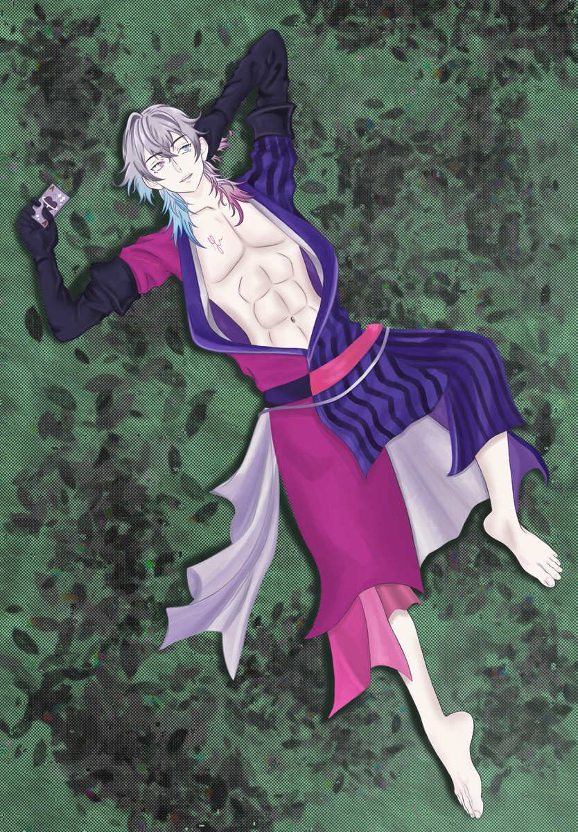 nacchan_art_'s tweet image. Tried to make a glitch effect as if he was lying on a green screen grass, but not sure if it worked 😅
#Bettelful