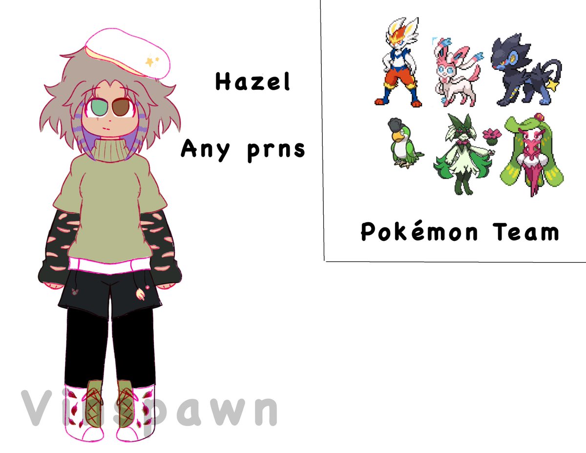 v1nsp4wn's tweet image. Ref sheet for my Pokemon Trainer oc Hazel!:D
I really love their design Yipie + her Pokemon team:]
Reasons why I pick those I explain in a different post 
.
.
(Tags)
#drawing #oc #refsheet #pokemonoc #Ibispaint #art #arts #digitalart #pokemontwt #ocart