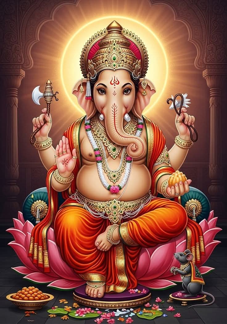 🔔 जय श्री गणेश जी ! 🙏✨

मंत्र:
"ॐ गं गणपतये नमः" 🌺

---

कथा:
कैलाश पर्वत पर एक दिन माता पार्वती स्नान करने जा रही थीं। उन्होंने अपनी देह के उबटन से एक बालक का निर्माण किया — सुंदर, गोल-मटोल, मधुर मुस्कान वाला वह बालक उनकी आँखों का तारा बन गया। माता ने कहा, “बेटा, जब तक मैं