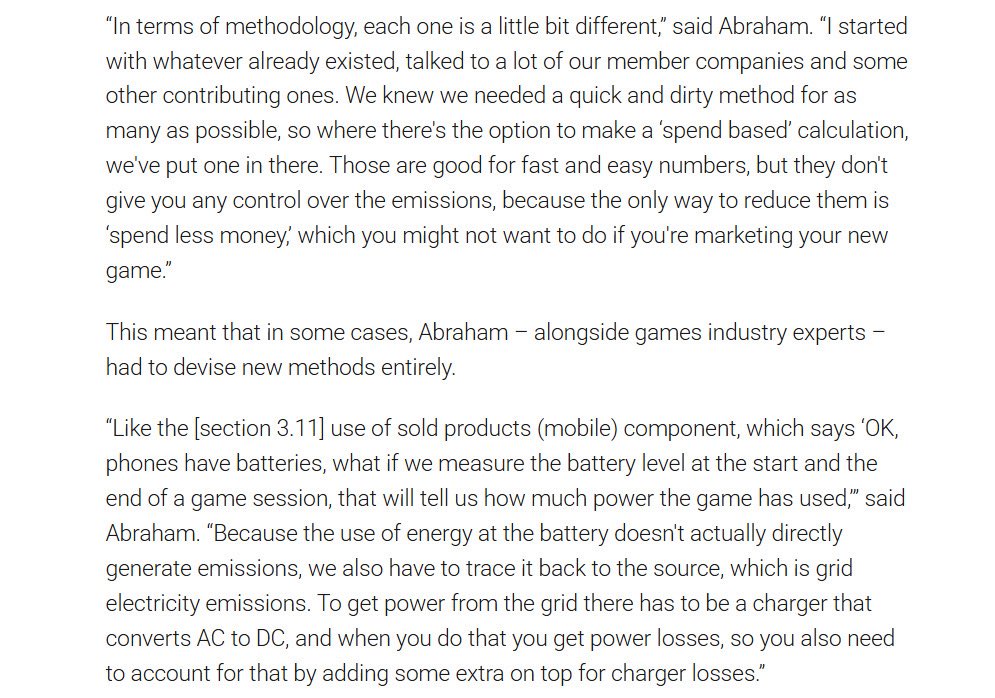 Vahn16's tweet image. spoke to @afterclimate about the sustainable games standard, a means of tracking emissions now publicly available for use by the entire games industry. a lot of thought went into this thing