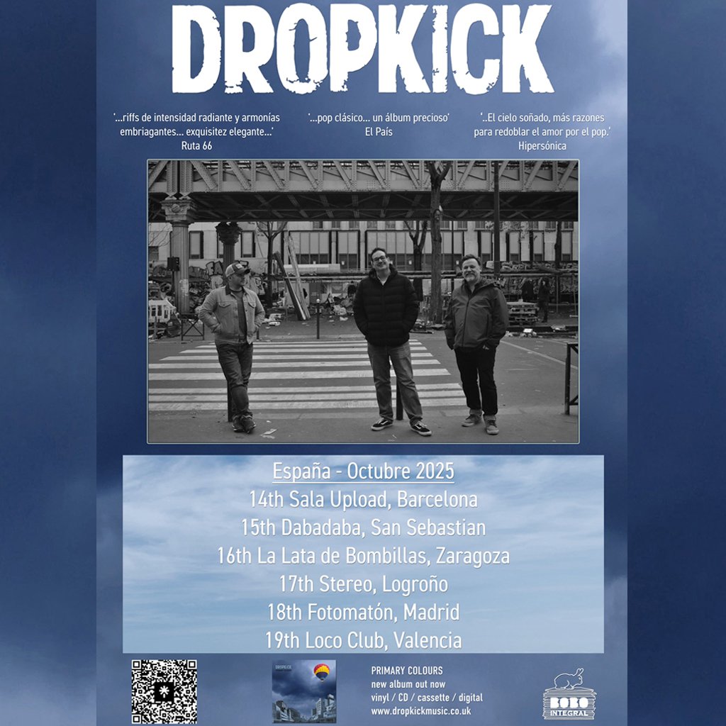 Next week we'll be in Spain! ☀️
If you can, please come along to a show! Can't wait to return to some of our favourite places 👌
See you there? 
linktr.ee/dropkickmusic