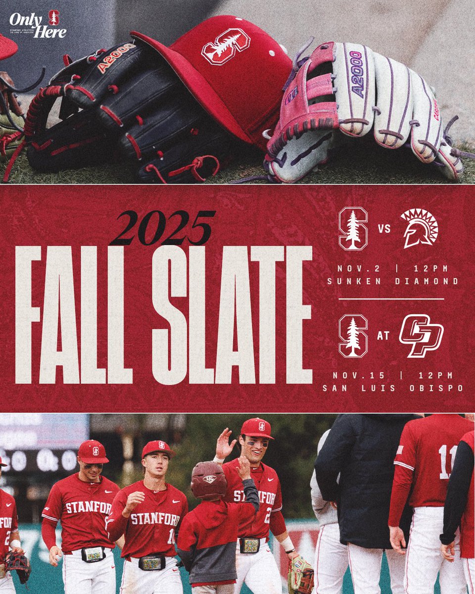 Catch The Card This Fall ⚾️

Stanford will pay a pair of fall exhibitions this November, including hosting <a href="/SanJoseStateBSB/">San José State Baseball</a> on November 2

#GoStanford