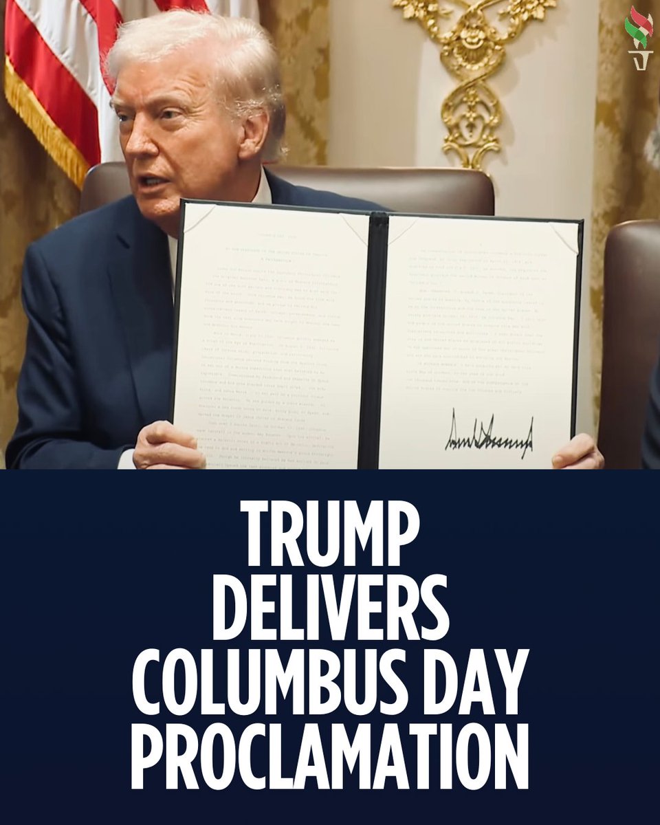 "Columbus Day — we’re back!” said President Donald Trump as he delivered the 2025 Columbus Day Proclamation on Thursday.

Read the Proclamation here: bit.ly/3ICP6jh

#ColumbusDay