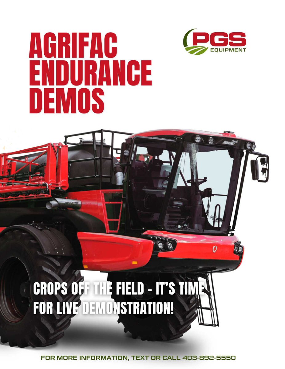 🚜 Agrifac Endurance Demos

With harvest wrapping up, it’s the perfect time to hit the field for some post-season demonstrations!

See how Agrifac’s technology takes spraying to the next level!

📞 Text or call 403-892-5550 for more info.
🔗 Visit: agrifac.com/ca/condor-crop…