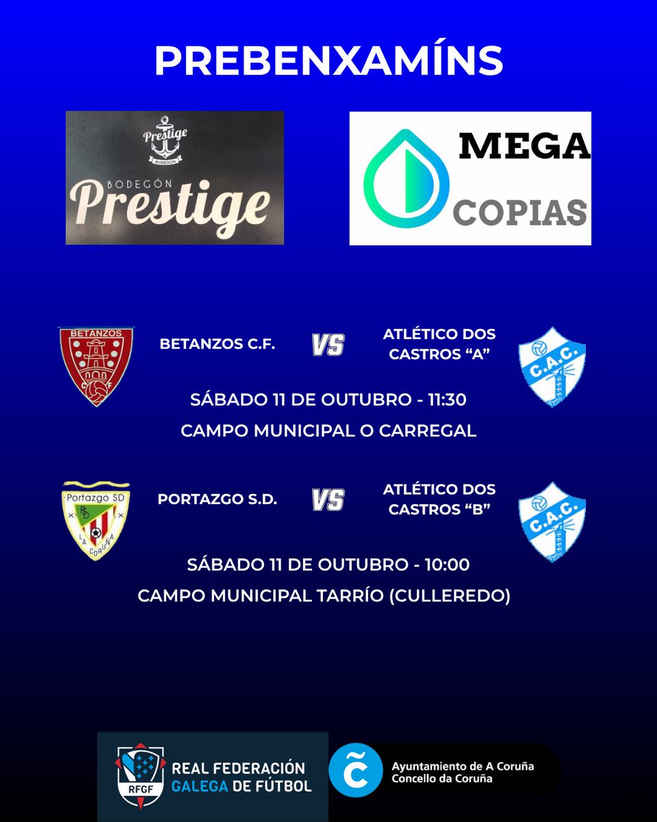 Horario dos partidos de F-8 dos nosos equipos esta fin de semana. Moita sorte a todos.
#forzacastros 
#úneteánosahistoria