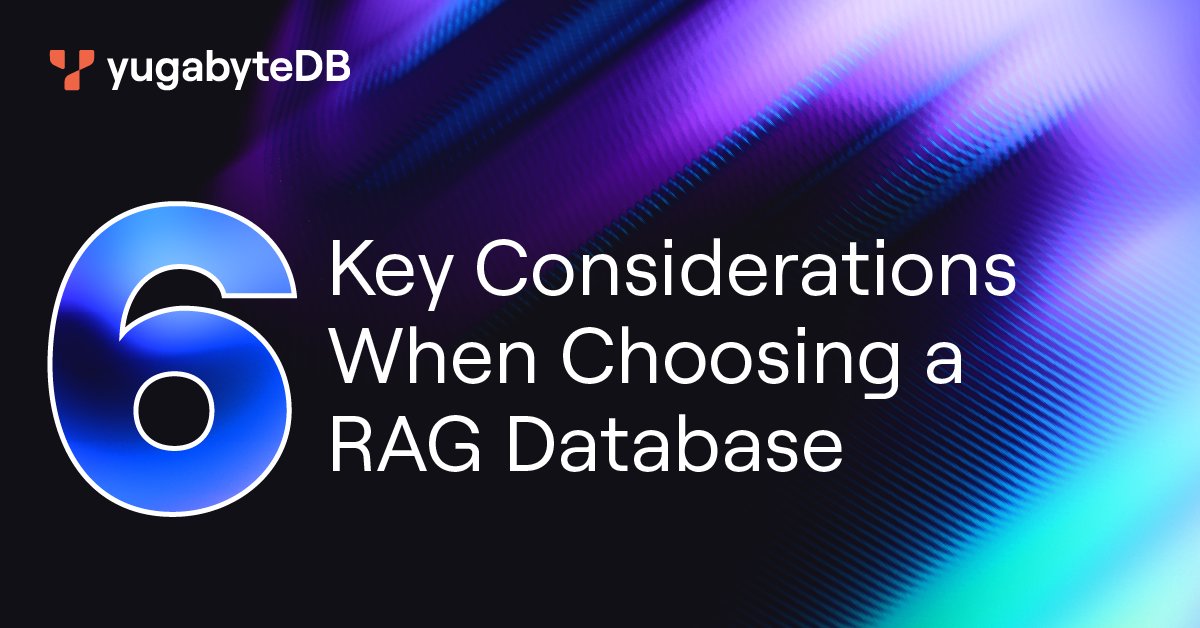 YugabyteDB (@yugabyte) on Twitter photo Retrieval augmented generation (#RAG) takes #AI to the next level. Linking large language models (#LLMs) with external knowledge helps generate smarter, more relevant, and higher-quality answers. However, not all databases are built with RAG in mind...🤔
Check out our latest Retrieval augmented generation (#RAG) takes #AI to the next level. Linking large language models (#LLMs) with external knowledge helps generate smarter, more relevant, and higher-quality answers. However, not all databases are built with RAG in mind...🤔
Check out our latest