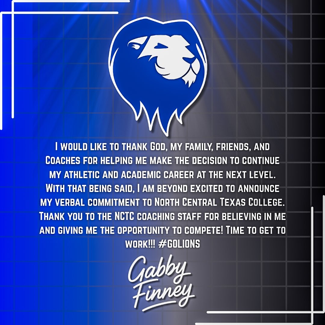 Tomahawk Sports Media (@thegrovesports) on Twitter photo 🔵Commitment Alert🦁
Congratulations to <a href="/GabbyFinneyy07/">Gabby Finney</a> on her commitment to play softball and further her education at North Central Texas College. Congrats Gabby!
<a href="/nctclions/">North Central Texas College</a> <a href="/coach_K_Little/">Kyle Little</a> <a href="/HoneyGroveISD/">Honey Grove I.S.D.</a> <a href="/SportsStringer/">Rich Hilliard</a> 🔵Commitment Alert🦁
Congratulations to <a href="/GabbyFinneyy07/">Gabby Finney</a> on her commitment to play softball and further her education at North Central Texas College. Congrats Gabby!
<a href="/nctclions/">North Central Texas College</a> <a href="/coach_K_Little/">Kyle Little</a> <a href="/HoneyGroveISD/">Honey Grove I.S.D.</a> <a href="/SportsStringer/">Rich Hilliard</a>
