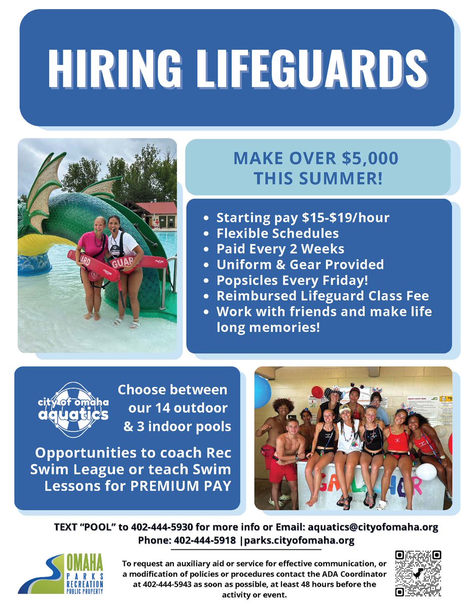 Lifeguarding is not your average summer job;  you'll build leadership skills, gain confidence, stay active, and get paid to hang out by the pool all summer long!  🛟😎

Get ready for a summer you won't forget: ow.ly/RsmR50WYTZ8