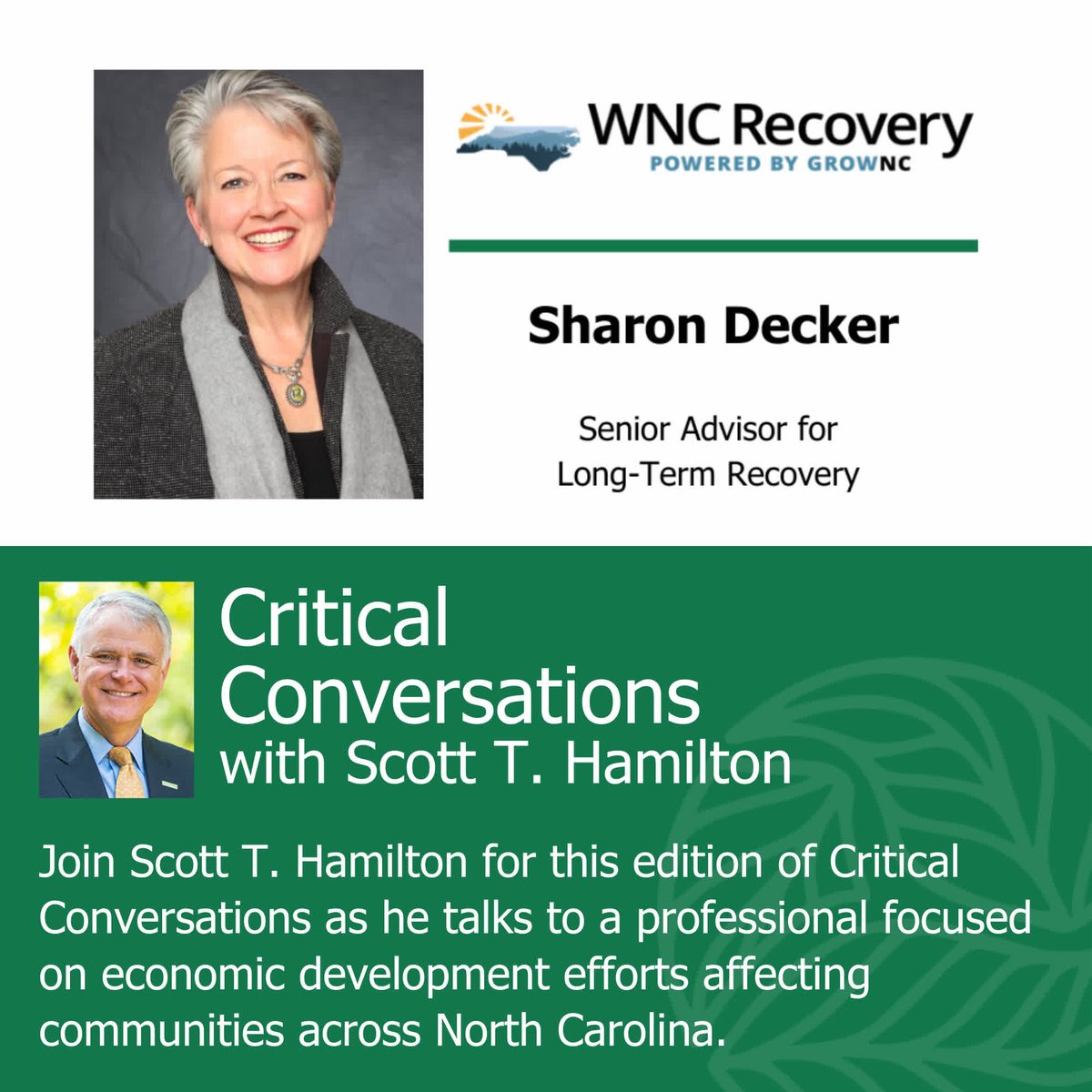 🎥 New #CriticalConversations:
<a href="/NCgoldenLEAF/">Golden LEAF</a> <a href="/ncLEAFchief/">Scott T. Hamilton</a> <a href="/sth_scott/">Scott Hamilton</a> talks with <a href="/_NCGovernor/">Governor Josh Stein</a>'s #GROWNC Senior Advisor for Long-Term Recovery Sharon Decker about how collaboration is helping WNC rebuild stronger after #HurricaneHelene
▶️ Watch here: goldenleaf.org/critical-conve…