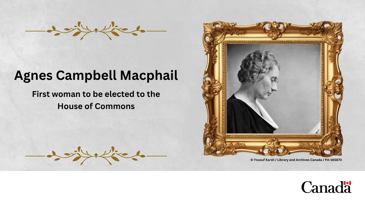 CdnDemocracy's tweet image. Today for #WHM2025, we are highlighting Agnes Macphail: political activist, reformer and the first woman elected to the House of Commons. Learn more about her contributions to Canadian #democracy: canada.ca/en/women-gende… @WAGE_FEGC