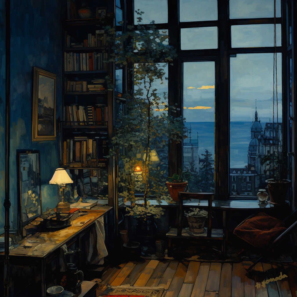 Dans le soir qui vient
Le monde des mots s’étend
Riche et rassurant

#haïku #poésie

(Illustration de <a href="/kaoru_creation/">山田カオル｜描き&書き</a>)