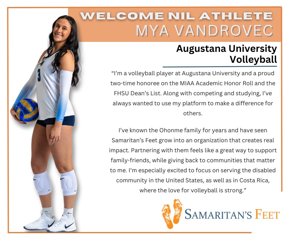 We’re excited to welcome Mya Vandrovec to the Samaritan’s Feet NIL family! Mya’s using her platform to serve disabled communities in the U.S. and support families in Costa Rica — proving that leadership and compassion go hand in hand. 

#SamaritansFeetNIL #ServeInspireChange