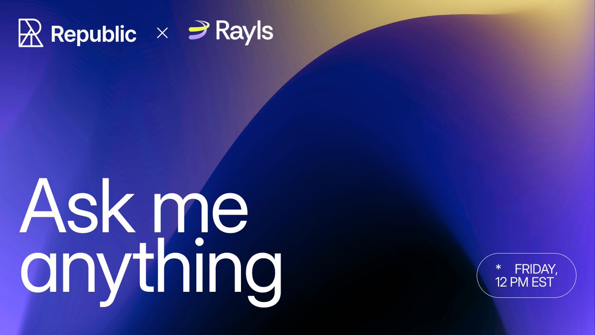 Join us tomorrow for an AMA session with
<a href="/RaylsLabs/">Rayls</a> at 12pm ET 📝

Featuring <a href="/mcvviriato/">Marcos Viriato</a> and <a href="/x10xalex/">Alex Buelau</a> who will discuss all the latest news on their Public sale.    

Mark your calendars and leave us your questions below