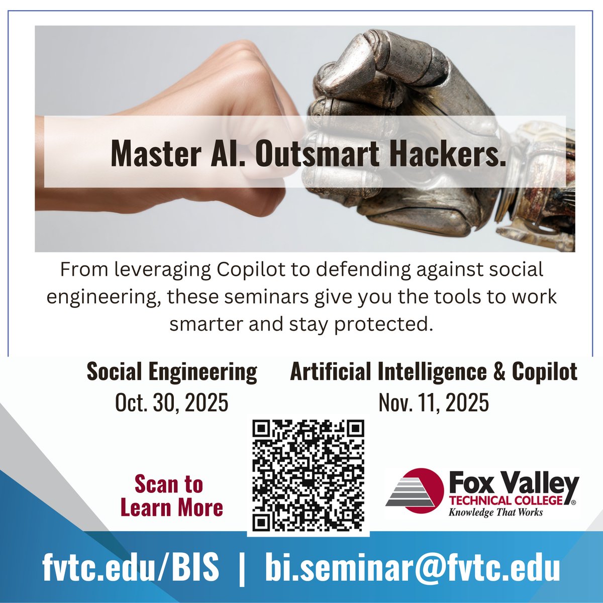 FVTCBIS's tweet image. Phishing. Vishing. Baiting. Even whaling. 🐋
Hackers have endless tricks — do u know how to spot them? Join our Social Engineering Seminar + learn to outsmart attacks. Then, discover how AI &amp;amp; MS Copilot can power your productivity ⏰ Sessions start soon → ow.ly/61uI50X9kq3
