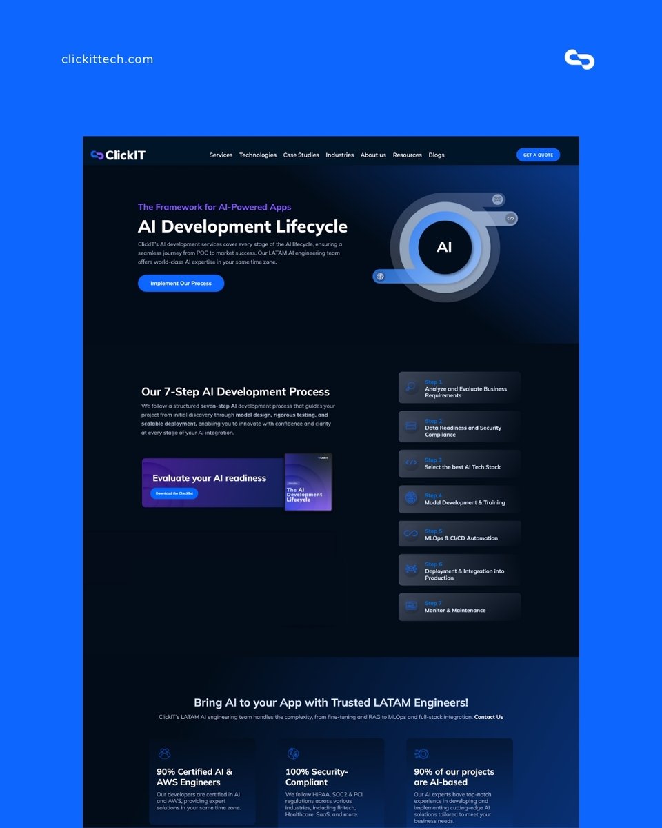 ClickIT_Tech's tweet image. Struggling to turn #AIprojects into real results? 🚨
ClickIT’s #AIDevelopmentLifecycle guides your team from planning to deployment, reducing #ProjectRisks &amp;amp; delivering scalable #MachineLearning solutions.
👉See how: clickittech.com/ai-development…