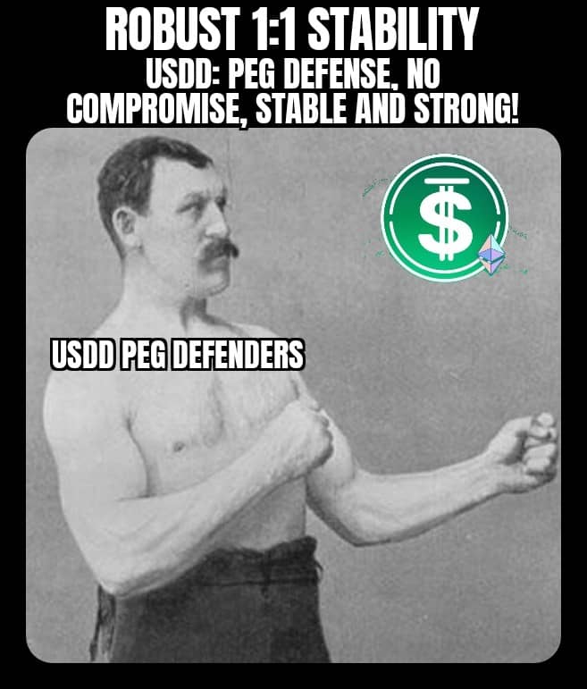 GREATVVIP's tweet image. When markets wobble and weak pegs collapse, USDD stands in the ring with gloves on, defending stability with brute force.

Over collateralized, transparent, and battle tested, USDD protects its 1:1 peg with unmatched resilience. 

No shaky promises, no compromises, only strength…