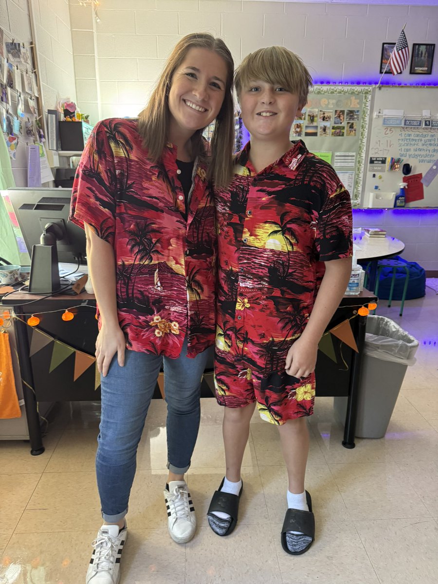 Twinning for tropical day! It’s still cool to match your teacher in 6th grade right? <a href="/Kings_Schools/">Kings Local Schools</a>