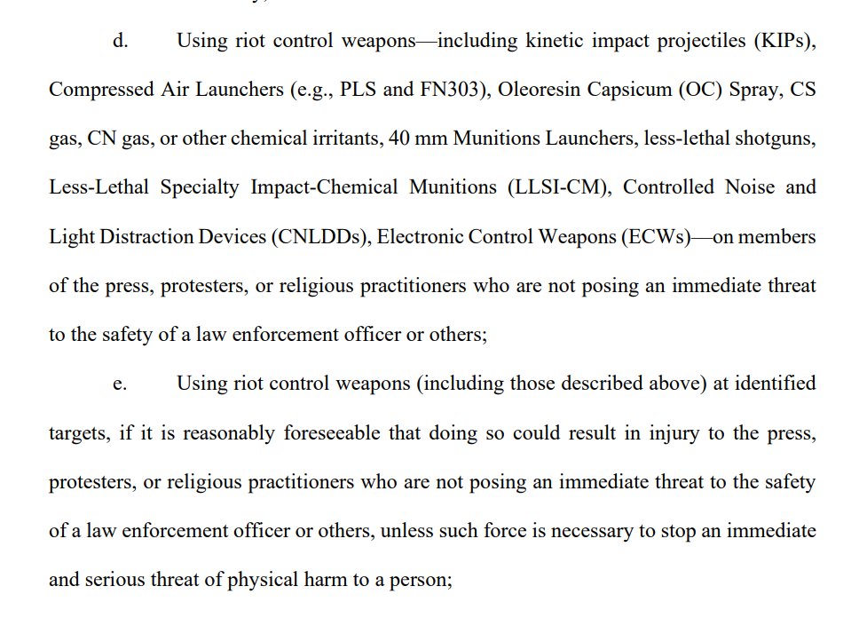 ReichlinMelnick's tweet image. UPDATE: Federal Judge issues restraining order barring DHS use of riot control weapons &quot;on members of the press, protestors, or religious practitioners who are not posing an immediate threat to the safety of a law enforcement officer or others&quot; — in part because of this incident.