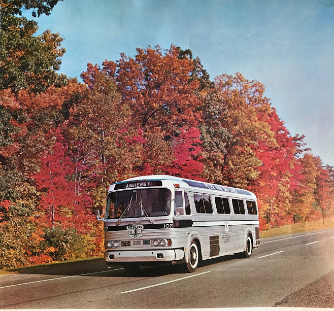 Rolling through New England’s fall colors in style 🍁🚌 This 1965 GM PD-4106 carried passengers to Amherst long before GPS and playlists, just good company and great views.
#ThrowbackThursday #PeterPanBus #TravelHistory