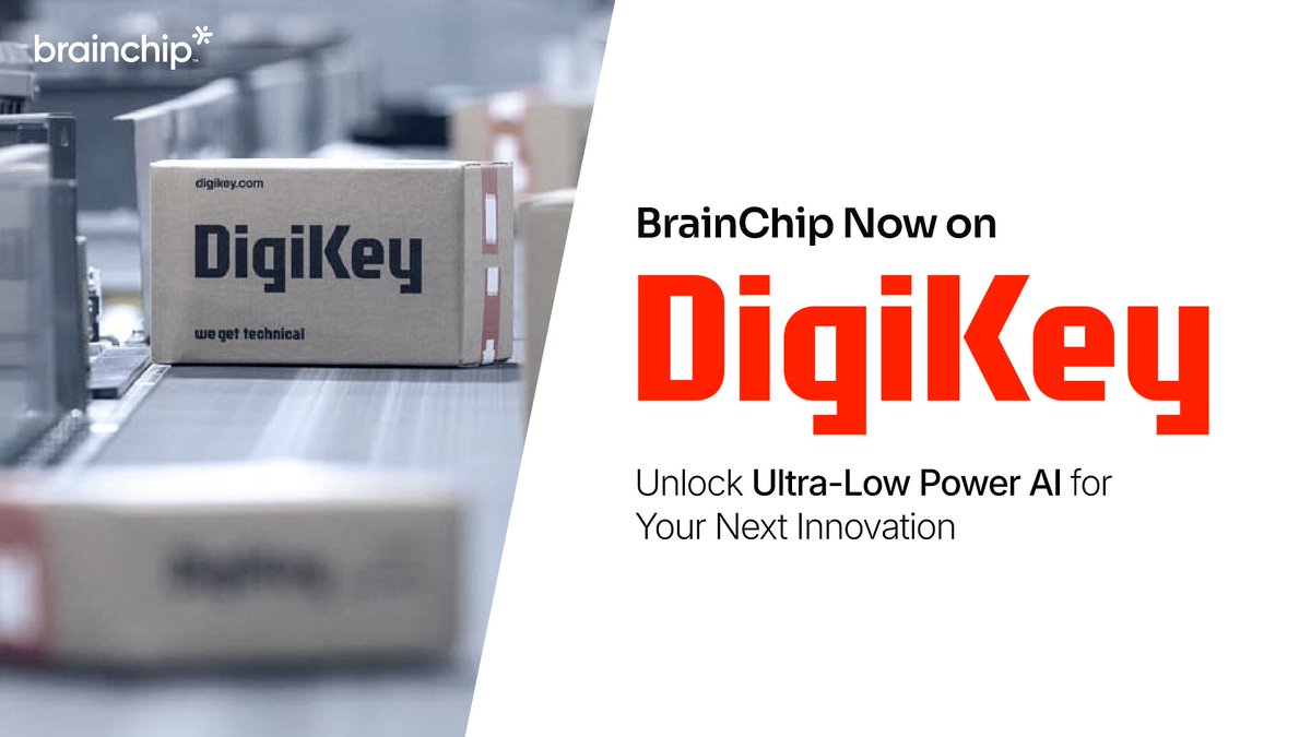 BrainChip_inc's tweet image. Our Akida tech is now available on @digikey . This makes it easier than ever for engineers to access neuromorphic AI and build low-power, intelligent devices.
Explore more: bit.ly/DigiKey
#BrainChip #Akida #DigiKey #EdgeAI #NeuromorphicAI #AIHardware