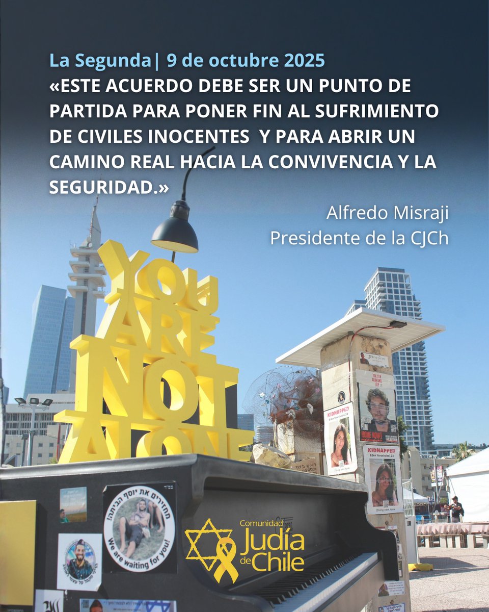 "La noticia de la firma del acuerdo que permitirá la liberación de los 20 secuestrados vivos nos llena de alegría. Después de dos años de incertidumbre y dolor, este anuncio representa una luz entre tanta oscuridad.

Pero junto con la esperanza, también sentimos cautela. Como