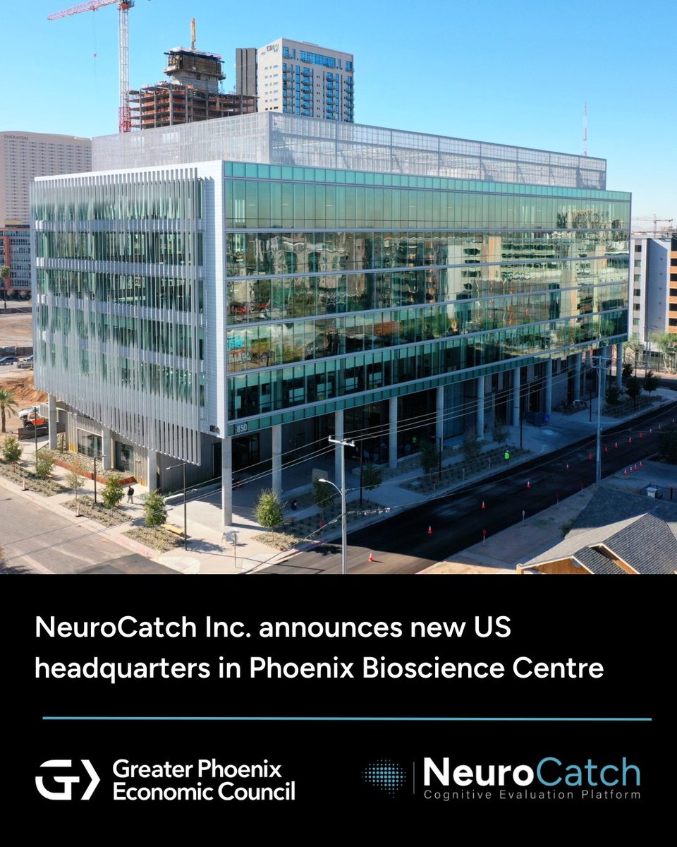 Breaking new ground in brain health 🧠 NeuroCatch is expanding! After the ASU–Mayo MedTech Accelerator, we’re opening at Phoenix Bioscience Core with <a href="/GPEC/">Greater Phoenix Economic Council</a>. A major step to advance rapid, objective brain vital sign assessments in North America
Read more: bit.ly/46HGRvs