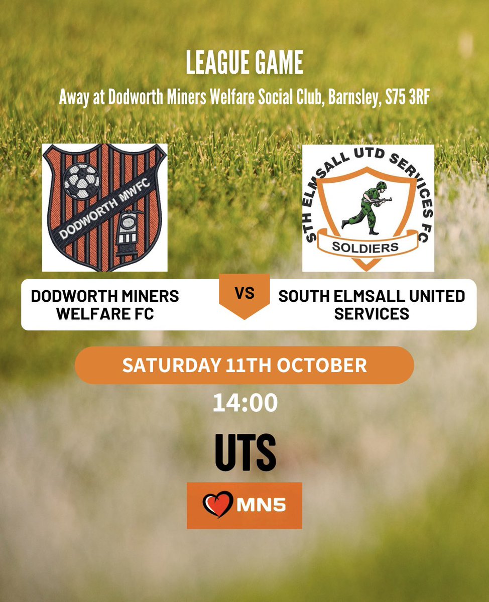 On Saturday we are on the road again as we play Dodworth Miners Welfare FC.

Kick off is at 2pm. All support welcome! 

UTS🍊