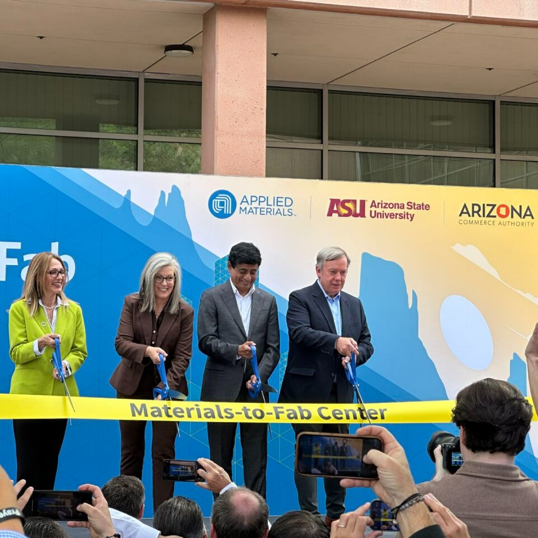 Applied4Tech's tweet image. Today, together with Arizona State University, we marked the official opening of the Materials-to-Fab Center, a shared world-class $270 million research, development and prototyping facility inside the university’s MacroTechnology Works at ASU’s Research Park in Tempe. 
Dr.…