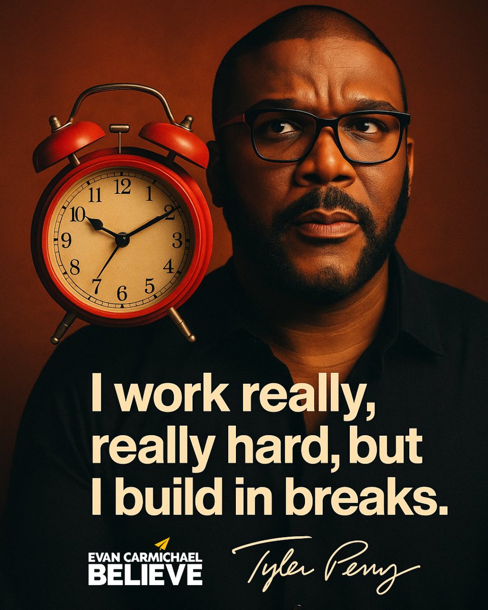Tyler Perry has a specific habit that keeps him from burning out:

Structured rest.

He'll work like crazy and then take a month, two months, or even three months off around big life moments like holidays, his kid’s birthday, summer... and he protects those boundaries.

Perry is