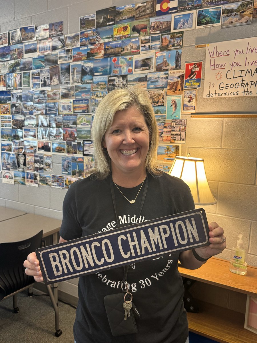 Congrats to Mrs. Koester for being selected as a Bronco Champion of the Week. She is an amazing educator, teammate and person. We are better because of her! 💙💛 #BroncoChampion <a href="/HeritageBroncos/">Heritage Broncos</a>