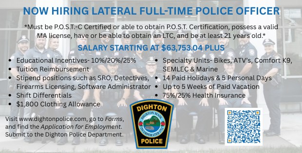Dighton Police Department Now Hiring Lateral Full-Time Police Officer: The Dighton Police Department is currently accepting applications for the position of a lateral full-time police officer. dightonpolice.com/dighton-police…