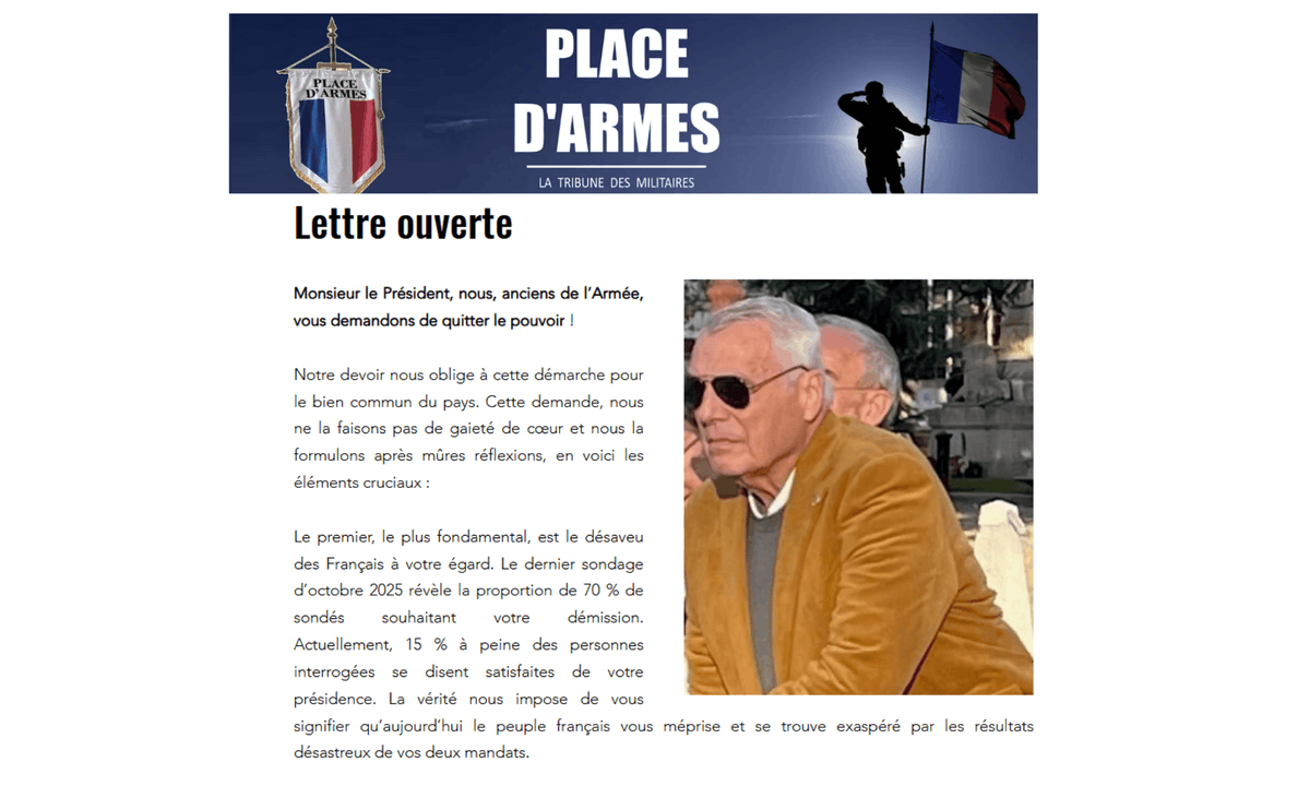 🚨Explosif ! Une lettre ouverte d'anciens militaires adjure « Monsieur le Président  de quitter au plus vite vos fonctions avant qu’une révolte, dont les grondements sont de plus en plus perceptibles, ne vienne anéantir ce qui reste de notre Patrie ».
francesoir.fr/politique-fran…