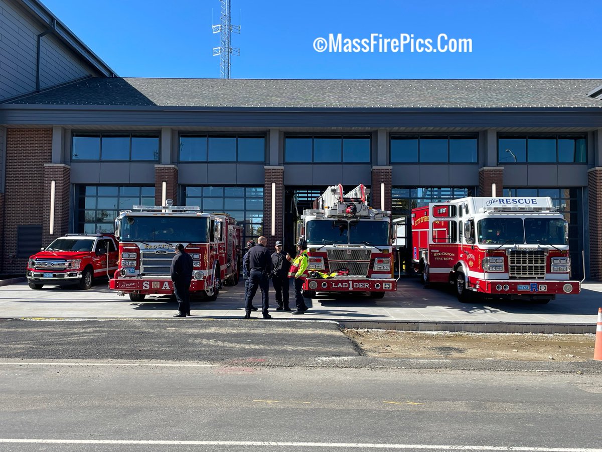 Brockton Ma. Fire Station 1 apparatus at the new Public Safety Complex on Warren Ave on Thursday (10/9/25) for the ribbon cutting ceremony.