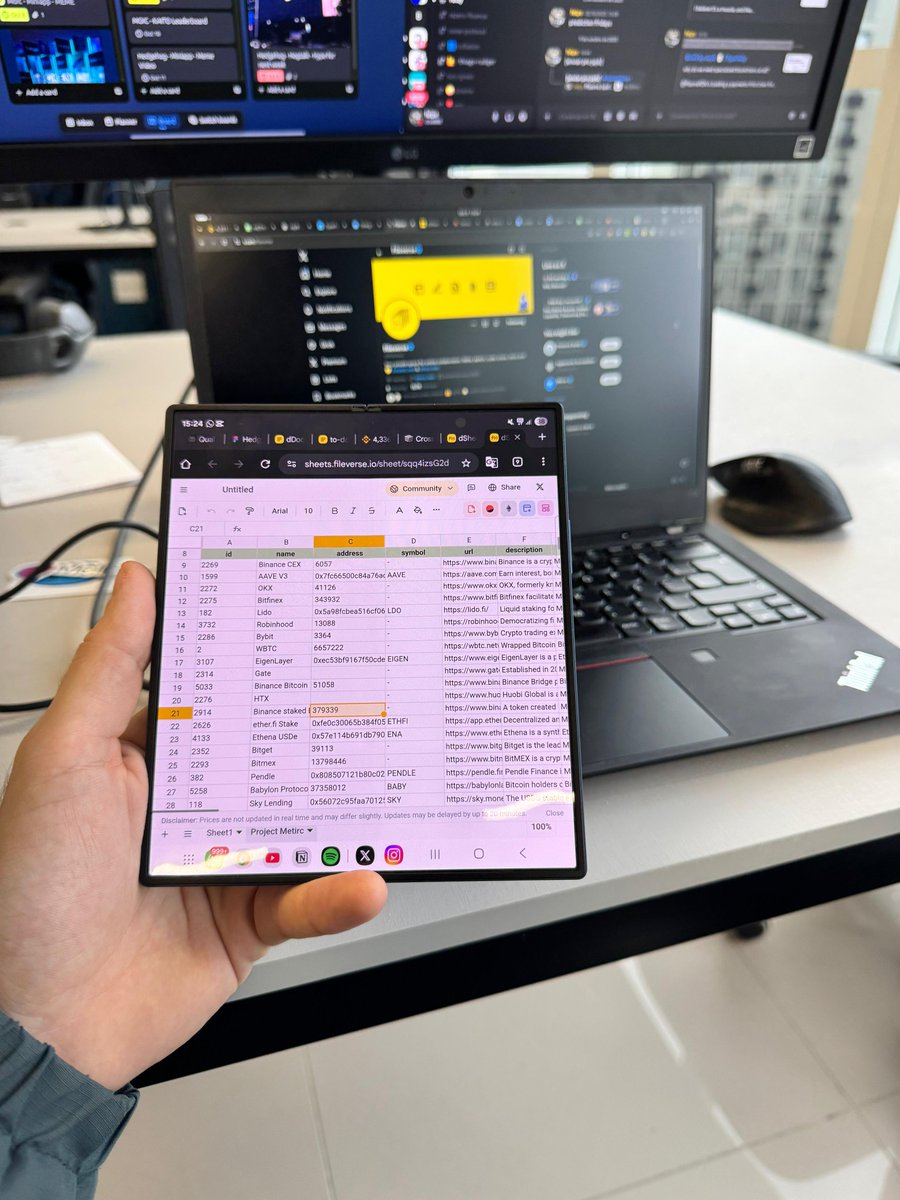 hwcypherpunk's tweet image. .@fileverse&apos;s decentralized spreadsheets on a foldable

self-sovereignty by design 

try it yourself: dsheets.new